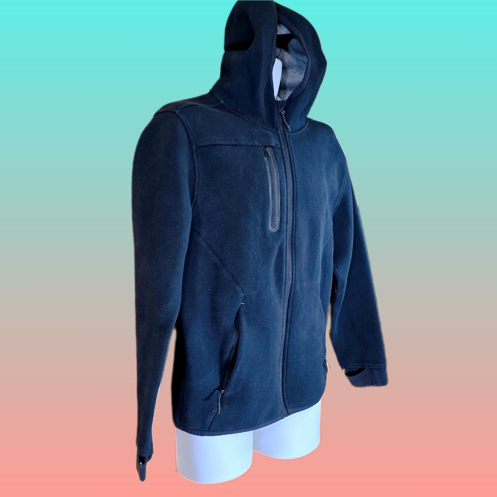 Black Lightweight Hooded Shirt Jacket with Zipper - Picture 7 of 11